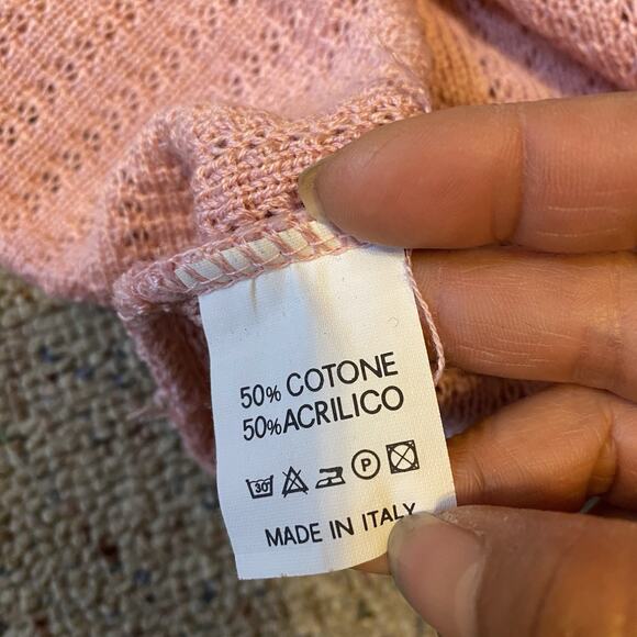 VTG PatrizioAnna Italy Made Cardigan Sweater Vest Knit Granny Cottagecore L Pink - Picture 4 of 8